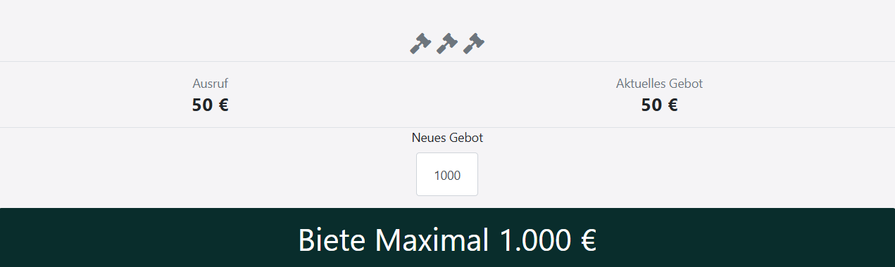 Current bid and your own maximum bid